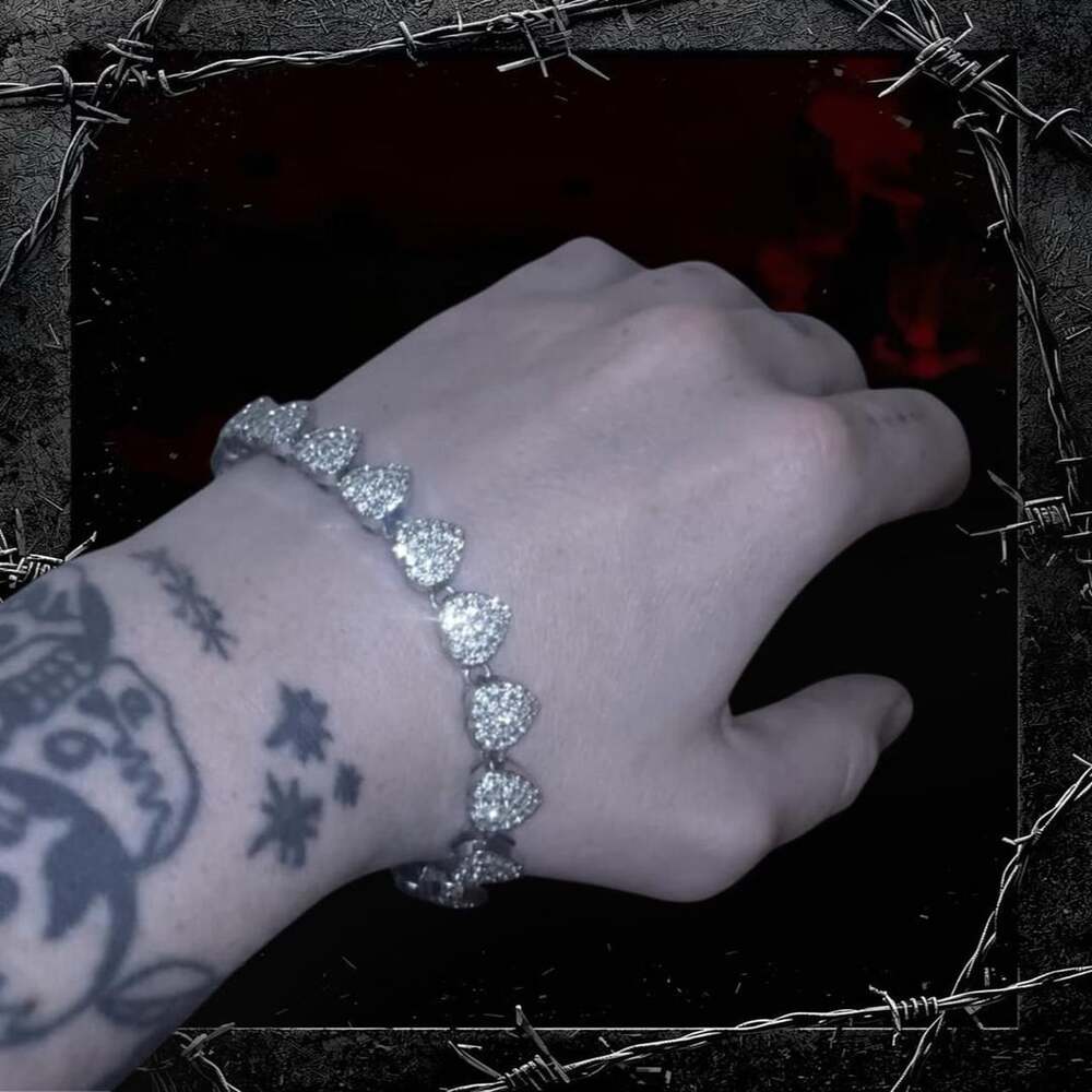 Unbranded Y2K VVS Diamond CZ Heart Tennis Bracelet 8 Inch